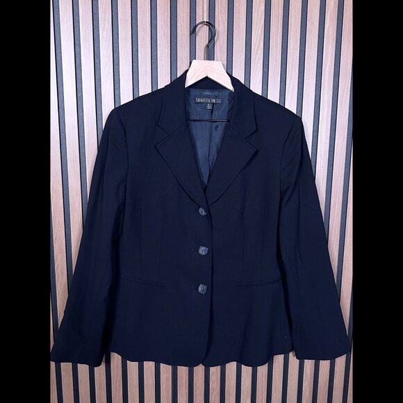 Lafayette 148 New York Jacket 12 / L Womens Black Wool 3 Button Blazer Coat